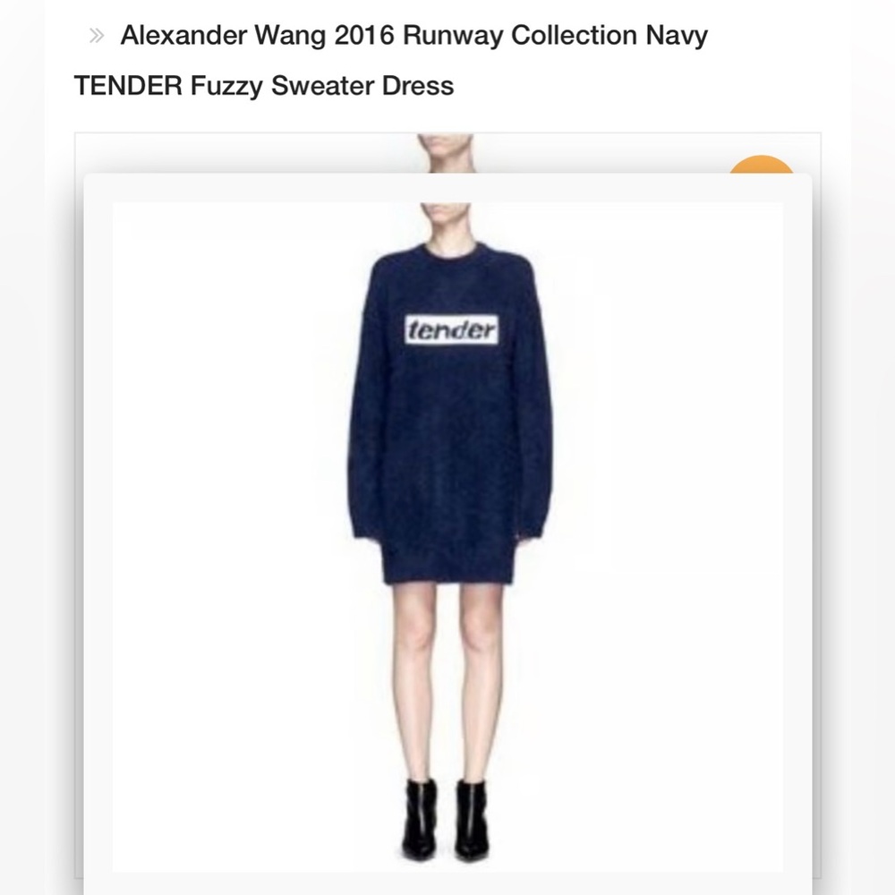 Alexander Wang 2016 Runway Navy Tender Embroidered Fuzzy Mini Sweater Dress S - Picture 8 of 8